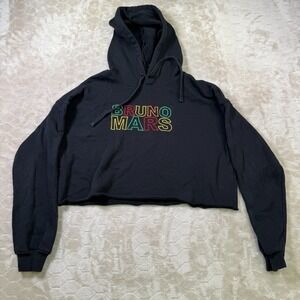 Bruno Mars Women's Embroidered Cropped Hoodie Sz Medium
